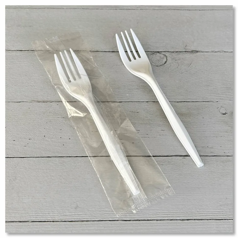 Boardwalk Mediumweight Wrapped Polypropylene Cutlery, Fork, 5.51", Plastic, White, 1,000/Carton