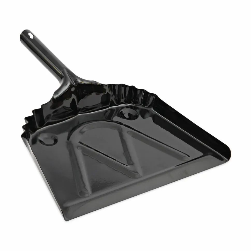 Boardwalk Metal Dust Pan, 12 x 14, 5" Handle, 20-Gauge Steel, Black