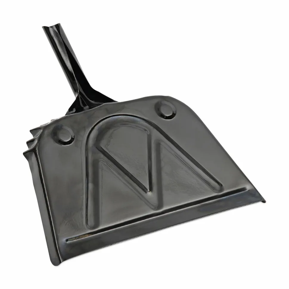 Boardwalk Metal Dust Pan, 12 x 14, 5" Handle, 20-Gauge Steel, Black