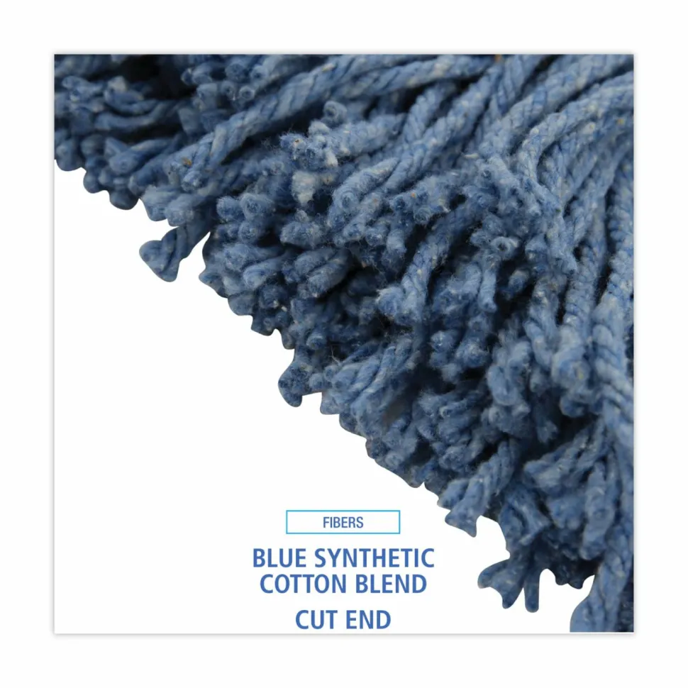 Boardwalk Mop Head, Standard Head, Cotton/Synthetic Fiber, Cut-End, #20, Blue, 12/Carton