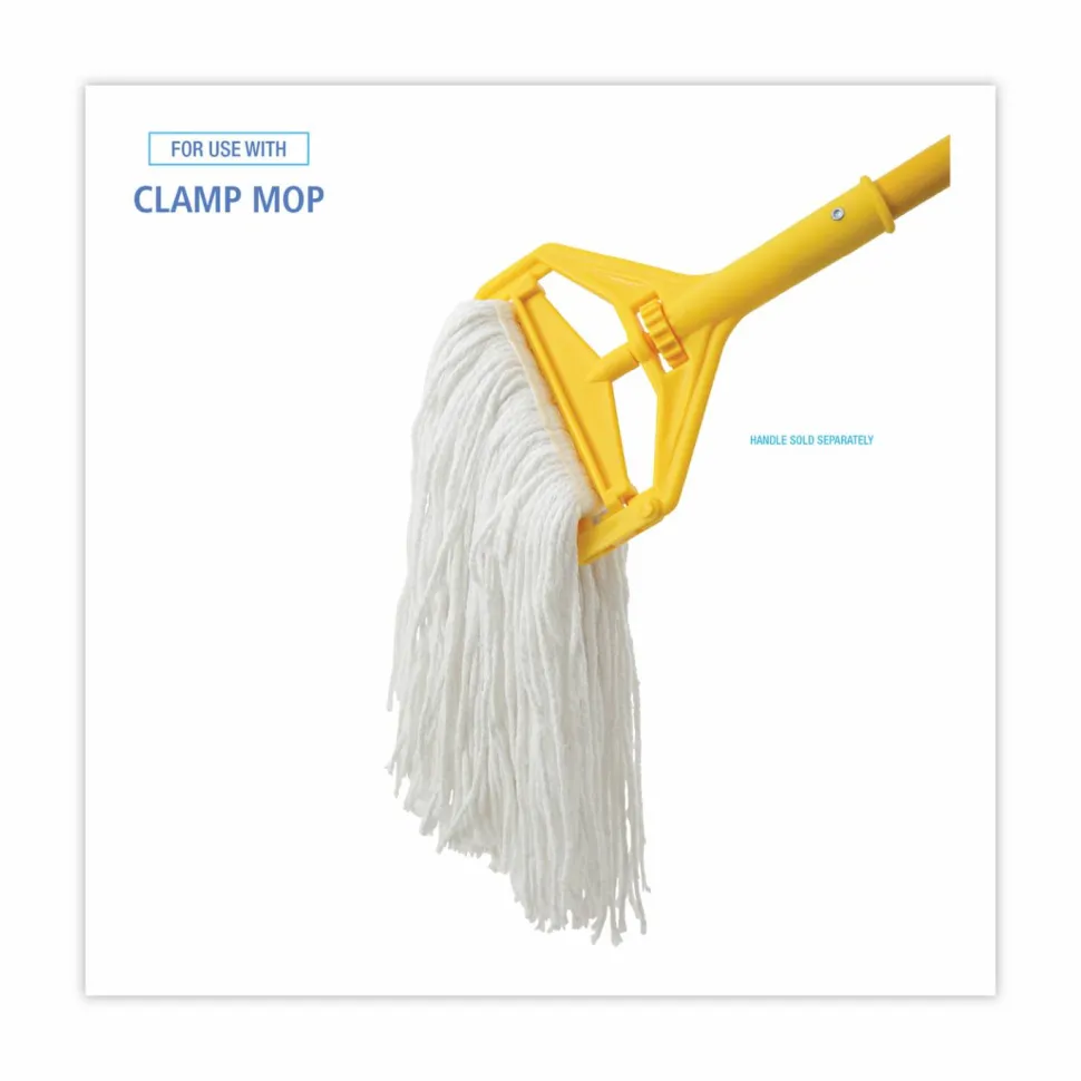Boardwalk Mop Head, Value Standard Head, Rayon Fiber, Cut-End, #16, White, 12/Carton