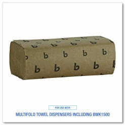 Boardwalk Multifold Paper Towels, 1-Ply, 9 x 9.45, Natural, 250/Pack, 16 Packs/Carton
