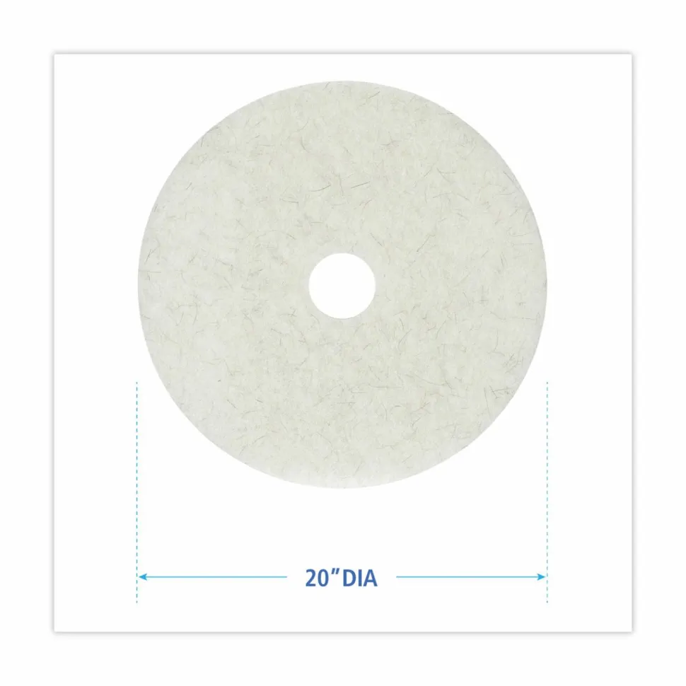 Boardwalk Natural Burnishing Floor Pads, 20" Diameter, White, 5/Carton