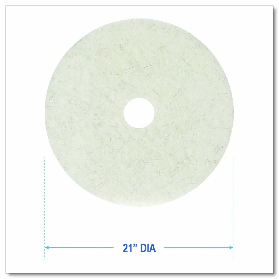 Boardwalk Natural Burnishing Floor Pads, 21" Diameter, White, 5/Carton