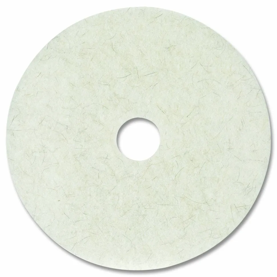 Boardwalk Natural Burnishing Floor Pads, 17" Diameter, White, 5/Carton