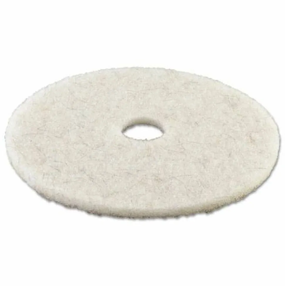 Boardwalk Natural Burnishing Floor Pads, 19" Diameter, White, 5/Carton