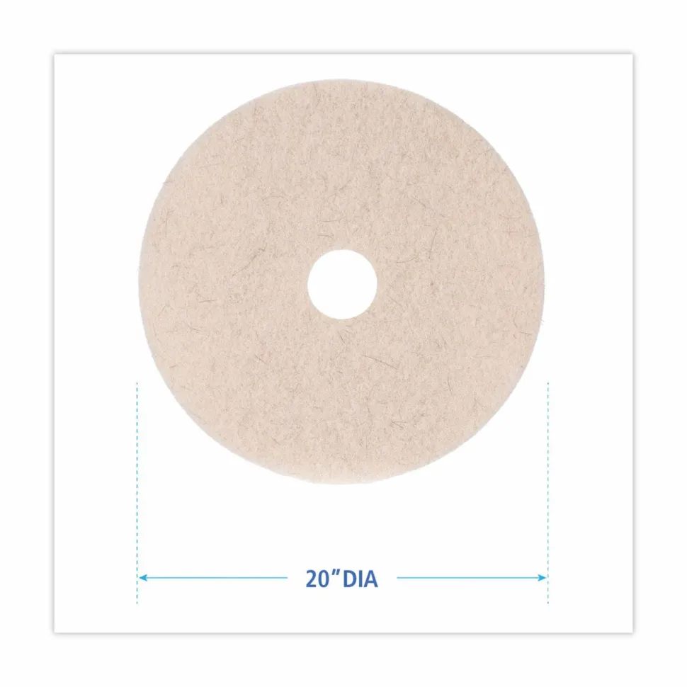 Boardwalk Natural Hog Hair Burnishing Floor Pads, 20" Diameter, Tan, 5/Carton
