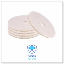 Boardwalk Natural Hog Hair Burnishing Floor Pads, 19" Diameter, Tan, 5/Carton