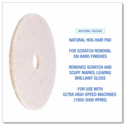 Boardwalk Natural Hog Hair Burnishing Floor Pads, 19