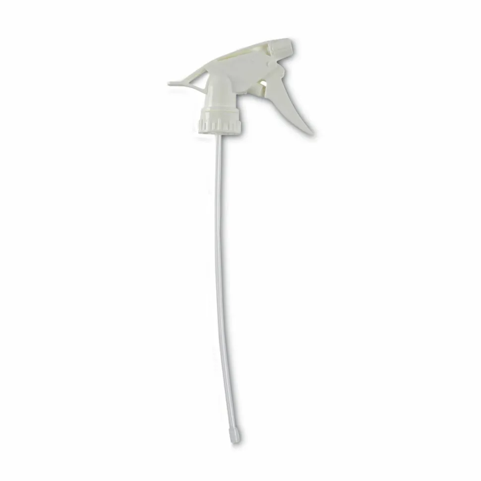 Boardwalk Non-Leaking Trigger Sprayer 300ES, 9.5" Tube, Fits 32 oz Bottles, White, 24/Carton