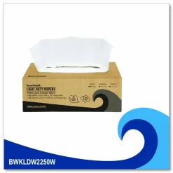 Boardwalk One-Ply Paper Wipers, 9.84 x 9.06, White, 125 Wipers/Box, 18 Boxes/Carton