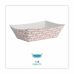 Boardwalk Paper Food Baskets, 1 lb Capacity, Red/White, 1,000/Carton