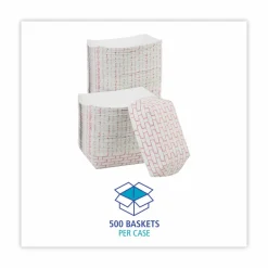 Boardwalk Paper Food Baskets, 2.5lb Capacity, Red/White, 500/Carton