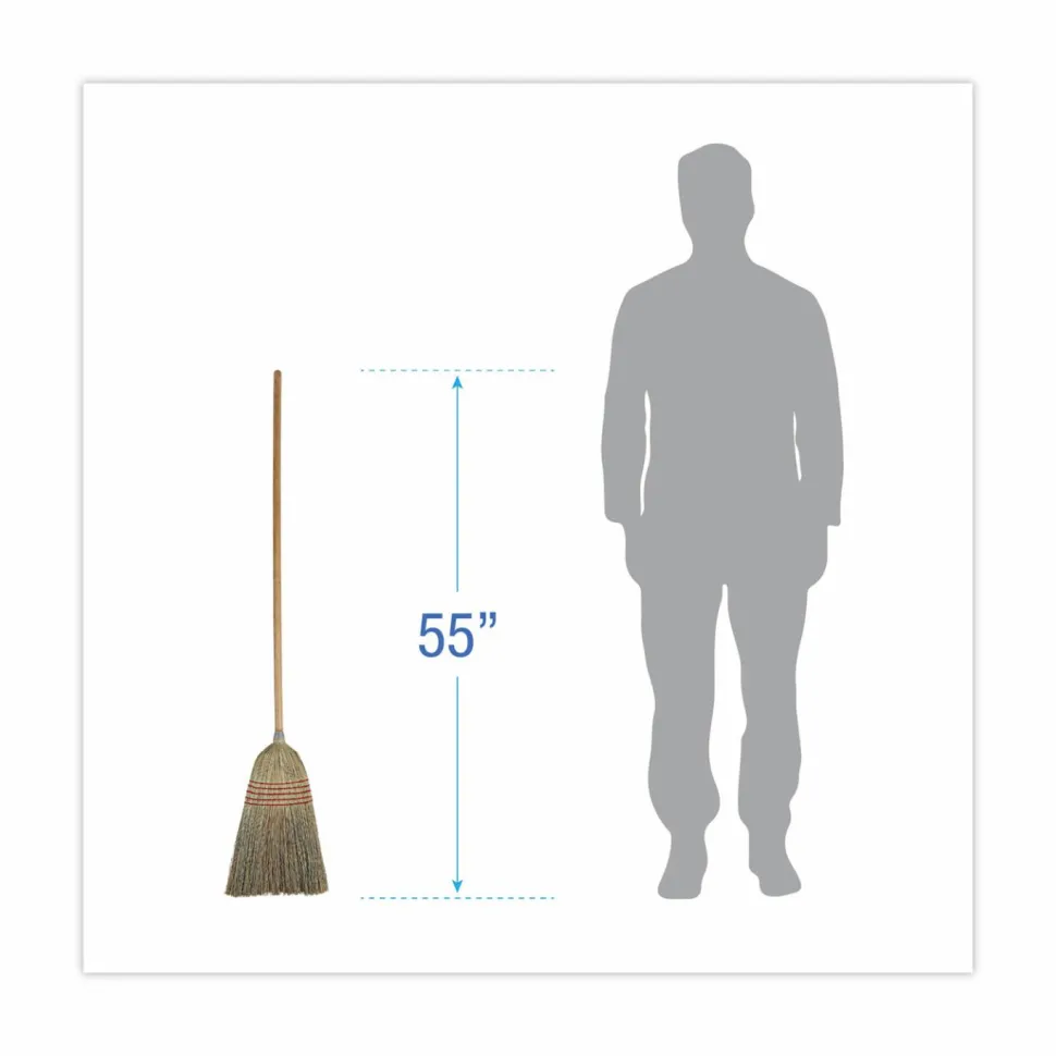 Boardwalk Parlor Broom, Corn Fiber Bristles, 55" Overall Length, Natural