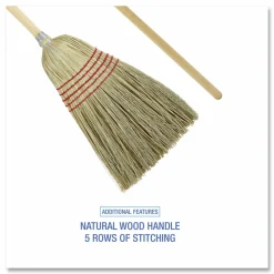 Boardwalk Parlor Broom, Yucca/Corn Fiber Bristles, 55.5" Overall Length, Natural