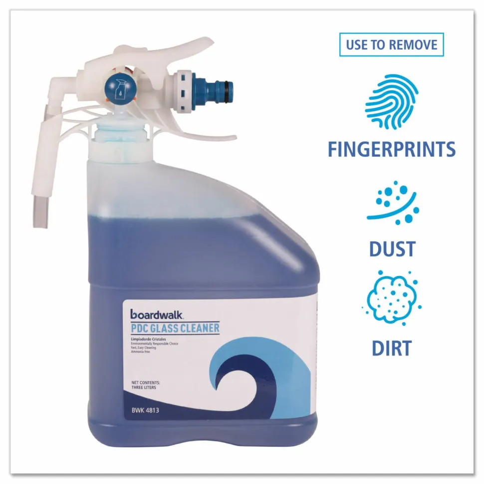 Boardwalk PDC Glass Cleaner, Unscented, 3 L Bottle, 2/Carton