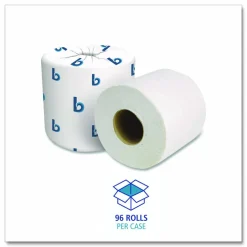 Boardwalk 2-Ply Toilet Tissue, Septic Safe, White, 125 ft Roll Length, 500 Sheets/Roll, 96 Rolls/Carton