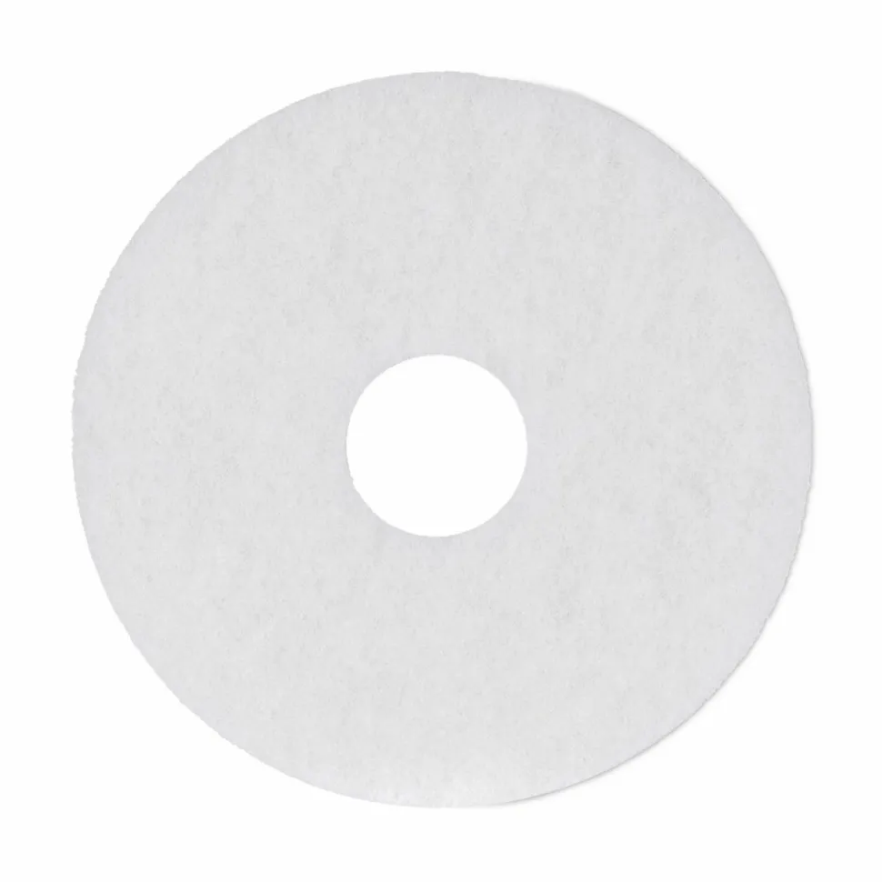 Boardwalk Polishing Floor Pads, 13" Diameter, White, 5/Carton