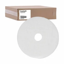 Boardwalk Polishing Floor Pads, 20" Diameter, White, 5/Carton