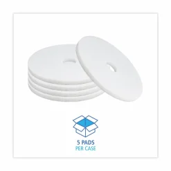 Boardwalk Polishing Floor Pads, 19" Diameter, White, 5/Carton