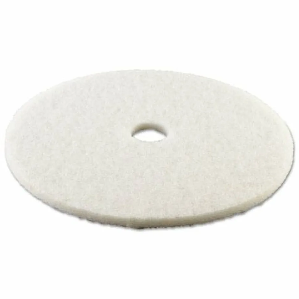 Boardwalk Polishing Floor Pads, 24" Diameter, White, 5/Carton