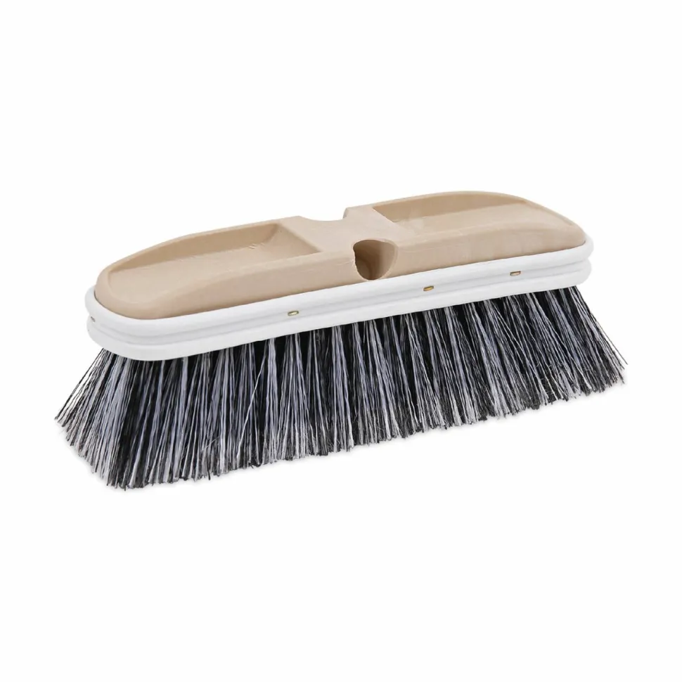 Boardwalk Polystyrene Vehicle Brush with Vinyl Bumper, Black/White Polystyrene Bristles, 10" Brush