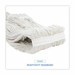 Boardwalk Premium Cut-End Wet Mop Heads, Rayon, 16oz, White, 12/Carton