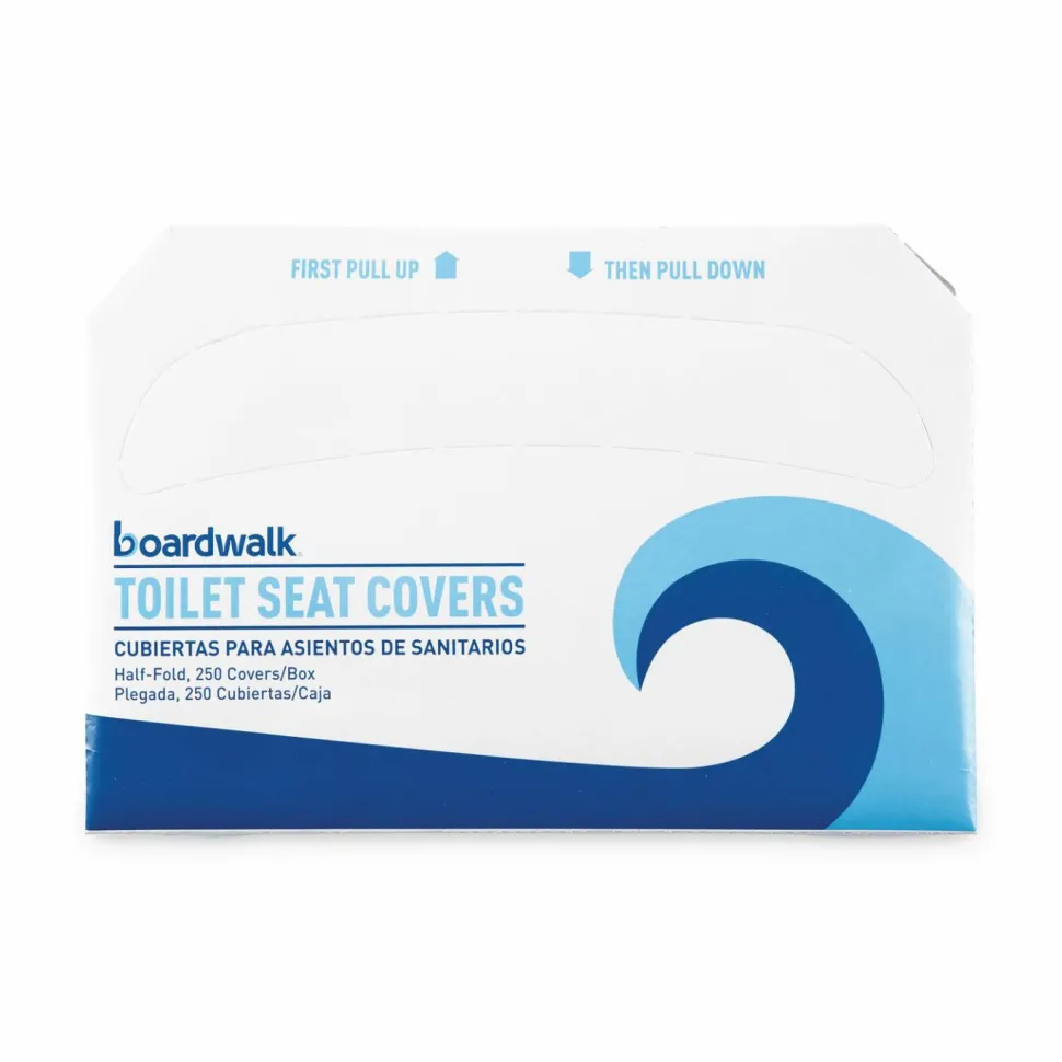 Boardwalk Premium Half-Fold Toilet Seat Covers, 14.17 x 16.73, White, 250/Sleeve, 20 Sleeves/Carton