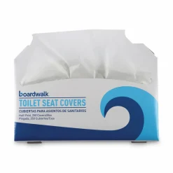 Boardwalk Premium Half-Fold Toilet Seat Covers, 14.17 x 16.73, White, 250/Sleeve, 20 Sleeves/Carton