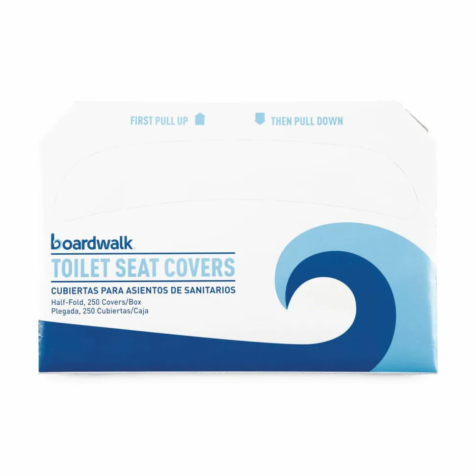 Boardwalk Premium Half-Fold Toilet Seat Covers, 14.17 x 16.73, White, 250/Sleeve, 10 Sleeves/Carton