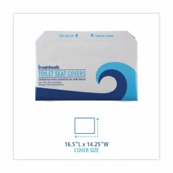 Boardwalk Premium Half-Fold Toilet Seat Covers, 14.17 x 16.73, White, 250/Sleeve, 4 Sleeves/Carton