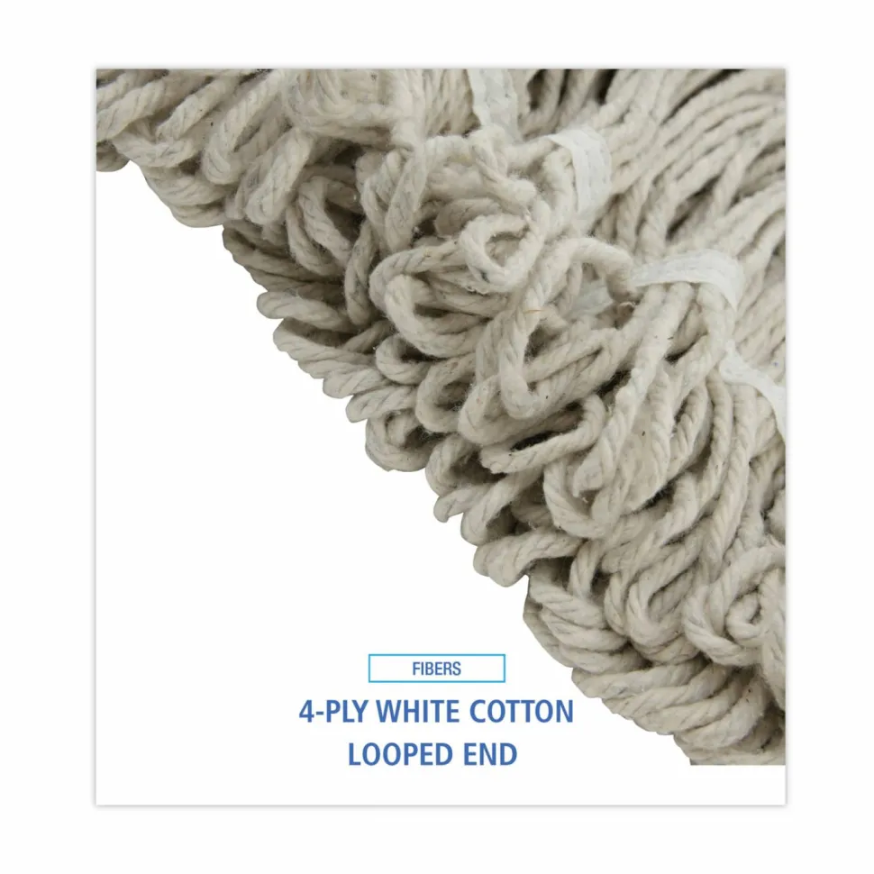 Boardwalk Pro Loop Web/Tailband Wet Mop Head, Cotton, 24 oz., White