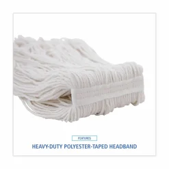 Boardwalk Pro Loop Web/Tailband Wet Mop Head, Rayon, 24oz, White, 12/Carton