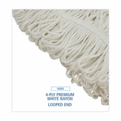 Boardwalk Pro Loop Web/Tailband Wet Mop Head, Rayon, 24oz, White, 12/Carton