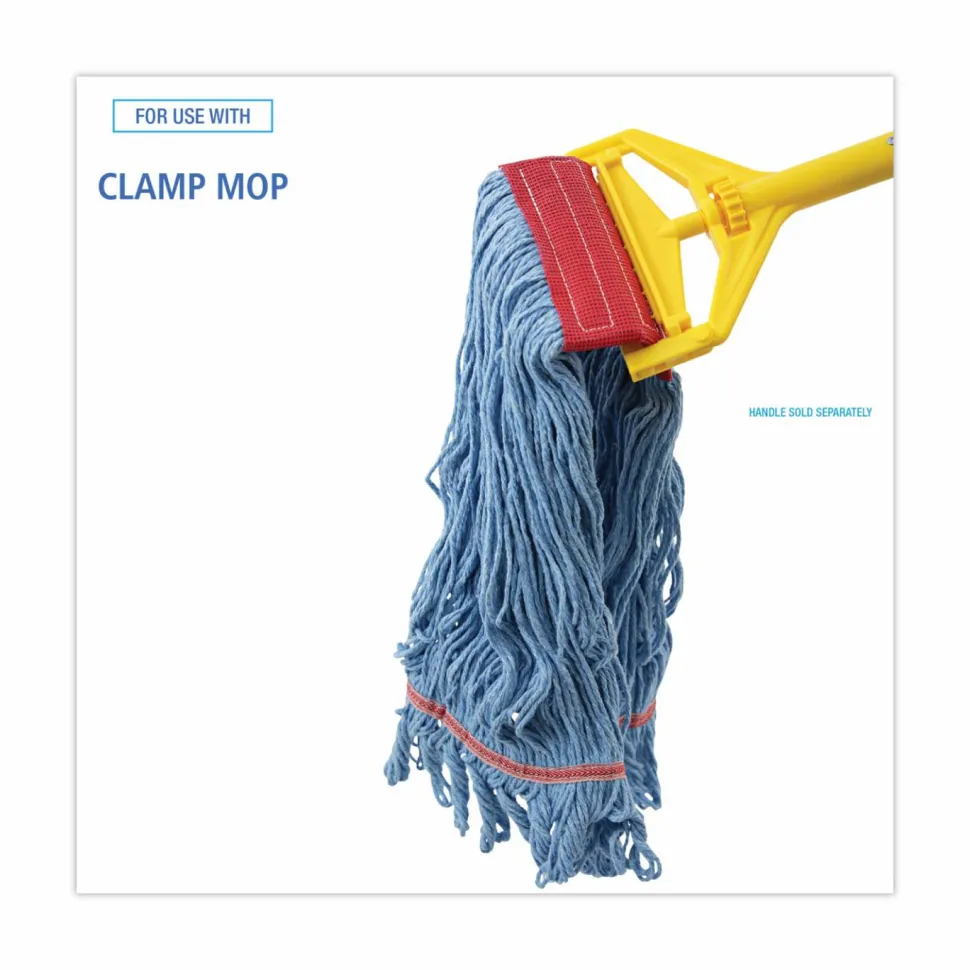 Boardwalk Pro Loop Web/Tailband Mop Head, Cotton/Polyester/Rayon, Large, Blue, 12/Carton