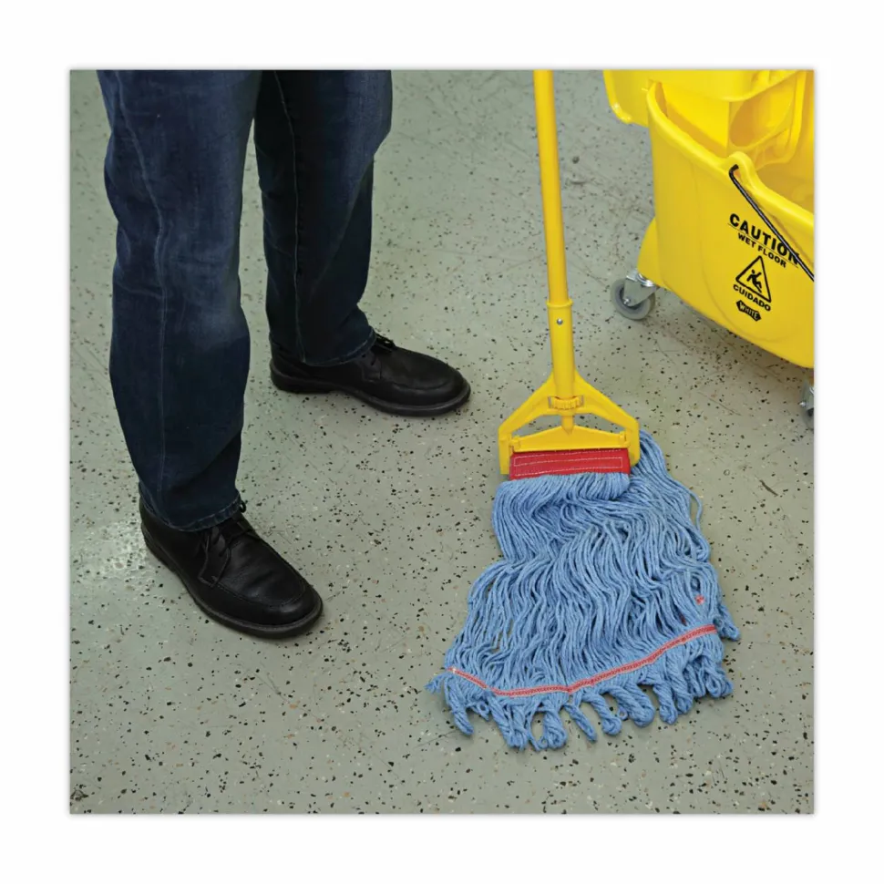 Boardwalk Pro Loop Web/Tailband Mop Head, Cotton/Polyester/Rayon, Large, Blue, 12/Carton