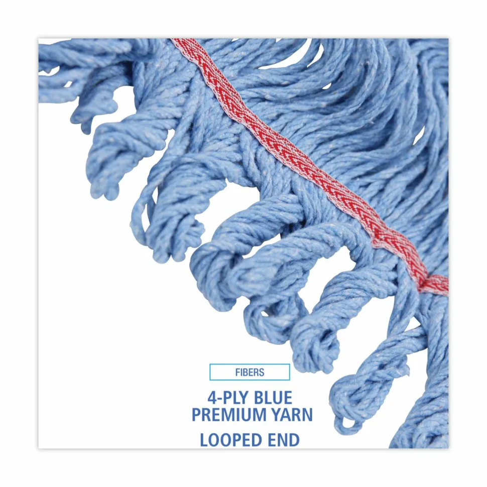 Boardwalk Pro Loop Web/Tailband Mop Head, Cotton/Polyester/Rayon, Large, Blue, 12/Carton