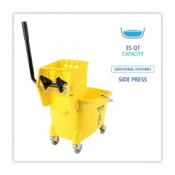 Boardwalk Pro-Pac Side-Squeeze Wringer/Bucket Combo, 35 qt, Yellow/Silver