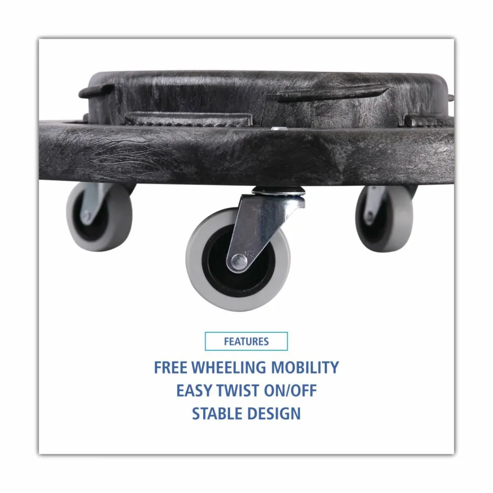 Boardwalk Refuse Container Utility Dolly, 300 lb Capacity, 18.25" Diameter, Gray
