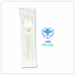 Boardwalk School Cutlery Kit, Mediumweight, Napkin/Spork/Straw, 5.31