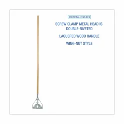 Boardwalk Screw Clamp Metal Head Wooden Mop Handle, #20+, 62