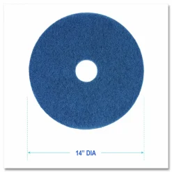 Boardwalk Scrubbing Floor Pads, 14" Diameter, Blue, 5/Carton