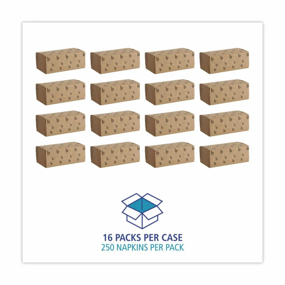 Boardwalk Singlefold Paper Towels, 1-Ply, 9 x 9.45, Natural, 250/Pack, 16 Packs/Carton