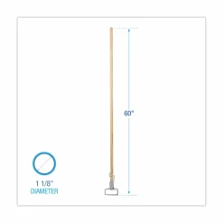 Boardwalk Spring Grip Metal Head Mop Handle for Most Mop Heads, 60", Natural