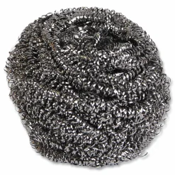 Boardwalk Stainless Steel Scrubber, Large Size, 2.5 x 2.75, Steel Gray, 12/Carton
