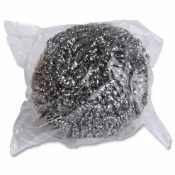 Boardwalk Stainless Steel Scrubber, Large Size, 2.5 x 2.75, Steel Gray, 12/Carton
