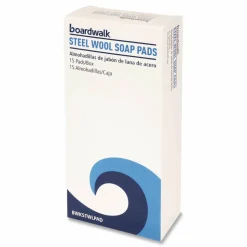 Boardwalk Steel Wool Soap Pads, 3 x 2.5, Blue, 15 Pads/Box, 12 Boxes/Carton
