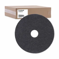 Boardwalk Stripping Floor Pads, 17" Diameter, Black, 5/Carton