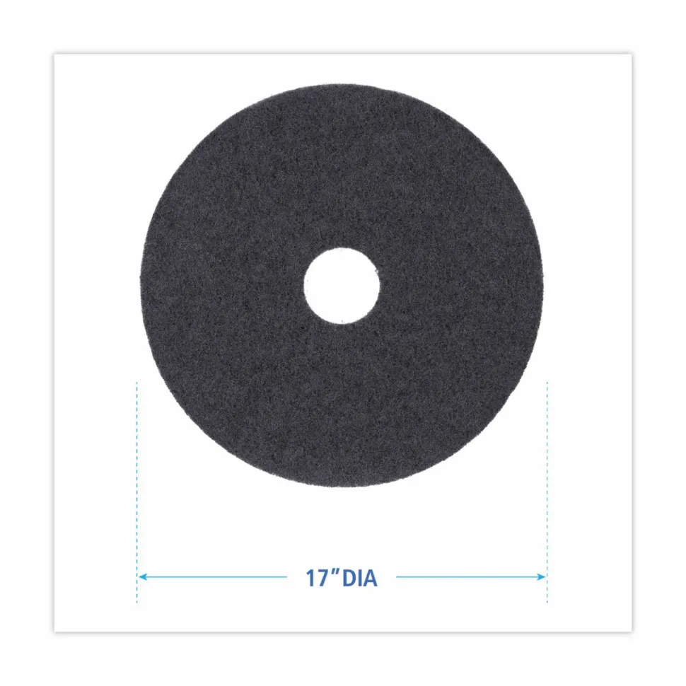 Boardwalk Stripping Floor Pads, 17" Diameter, Black, 5/Carton