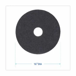 Boardwalk Stripping Floor Pads, 16" Diameter, Black, 5/Carton